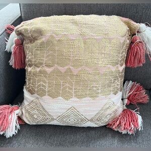 Anthropologie Stela Embroidered
Cotton Fringe Pillow.